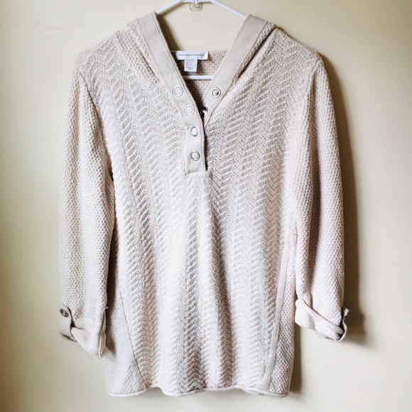 Christopher & Banks Sweaters - NWOT Cream Hooded Sweater Knit Tan